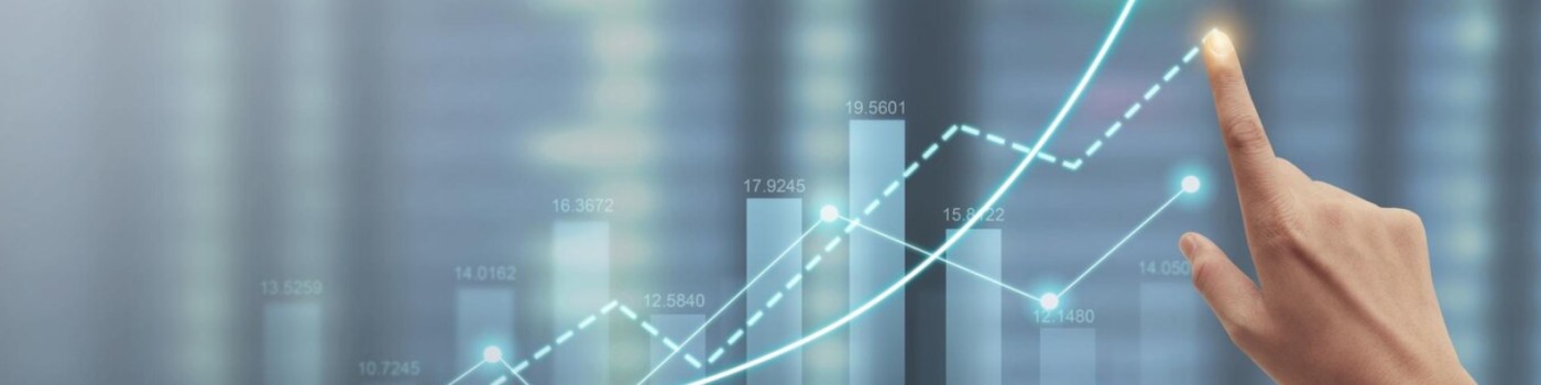 Cabecera con una imagen donde se muetsran graficos y lineas crecientes